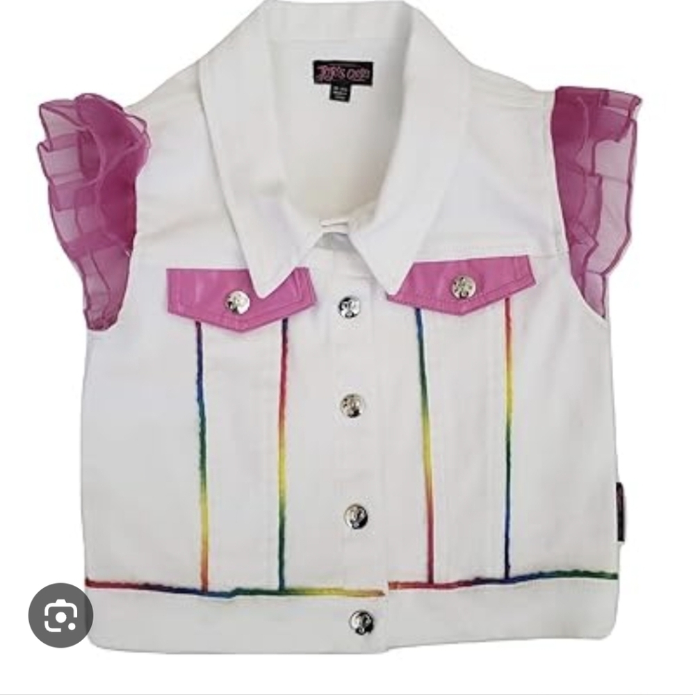 JoJo Siwa Nickelodeon Denim closet vest white Vinyl Pink Medium 7/8